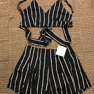 **BRAND NEW** Striped Two-Piece Navy Romper